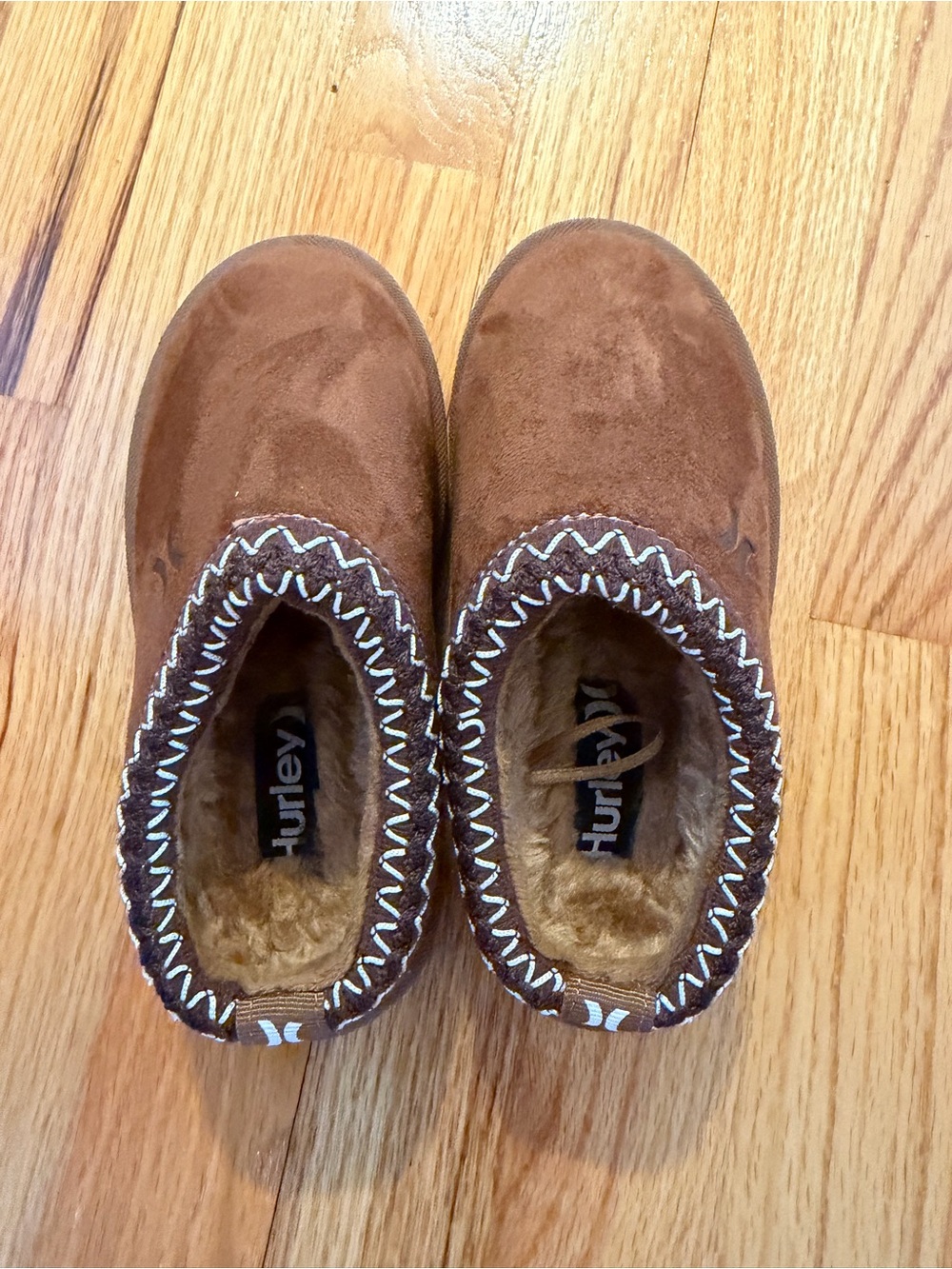 Hurley Brown Fur-Lined boys slippers